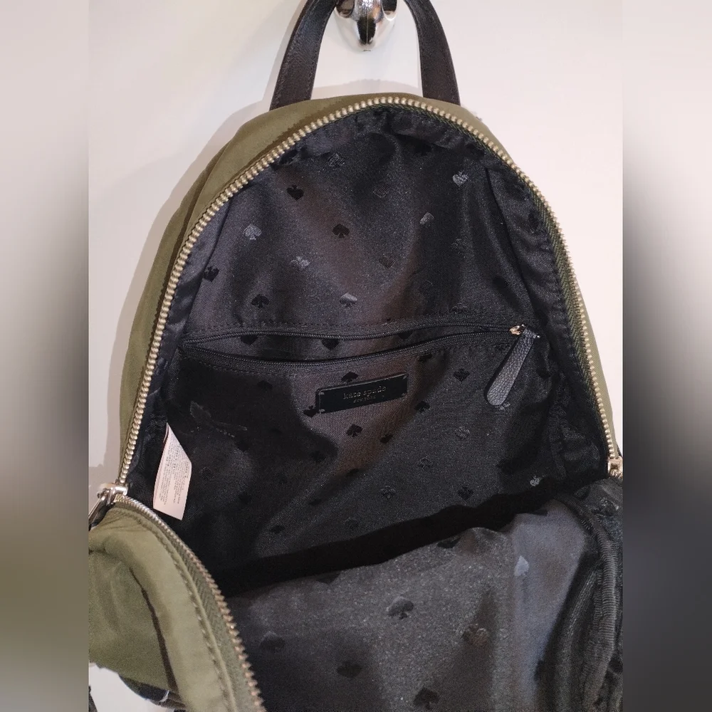 Kate Spade, army green backpack,